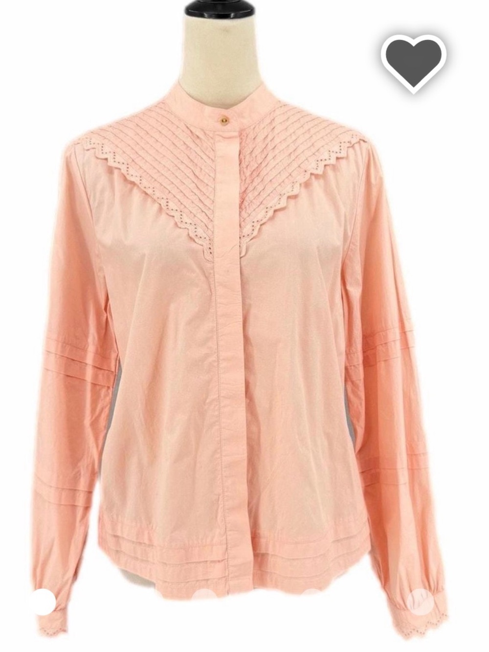 Scotch & Soda Peach Lace-Trim with Eyelet Button Front Blouse